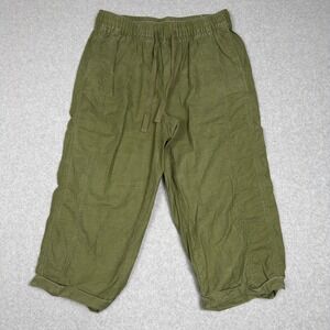 Lane Bryant Green Capri Pants Elastic Waist Drawstring Women 14/16 Lagenlook